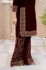 2 Piece - Embroidered Velvet Suit